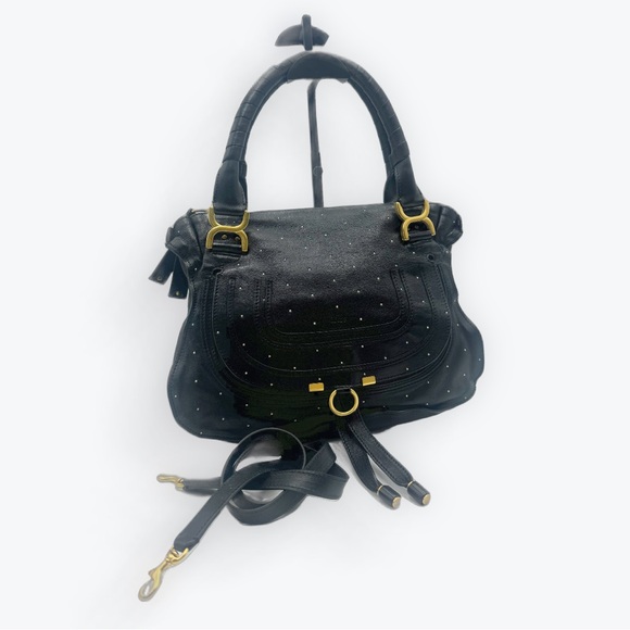 Chloe Medium Black Leather Studded Marcie Convertible 2way Satchel Ltd Edition - Picture 3 of 16